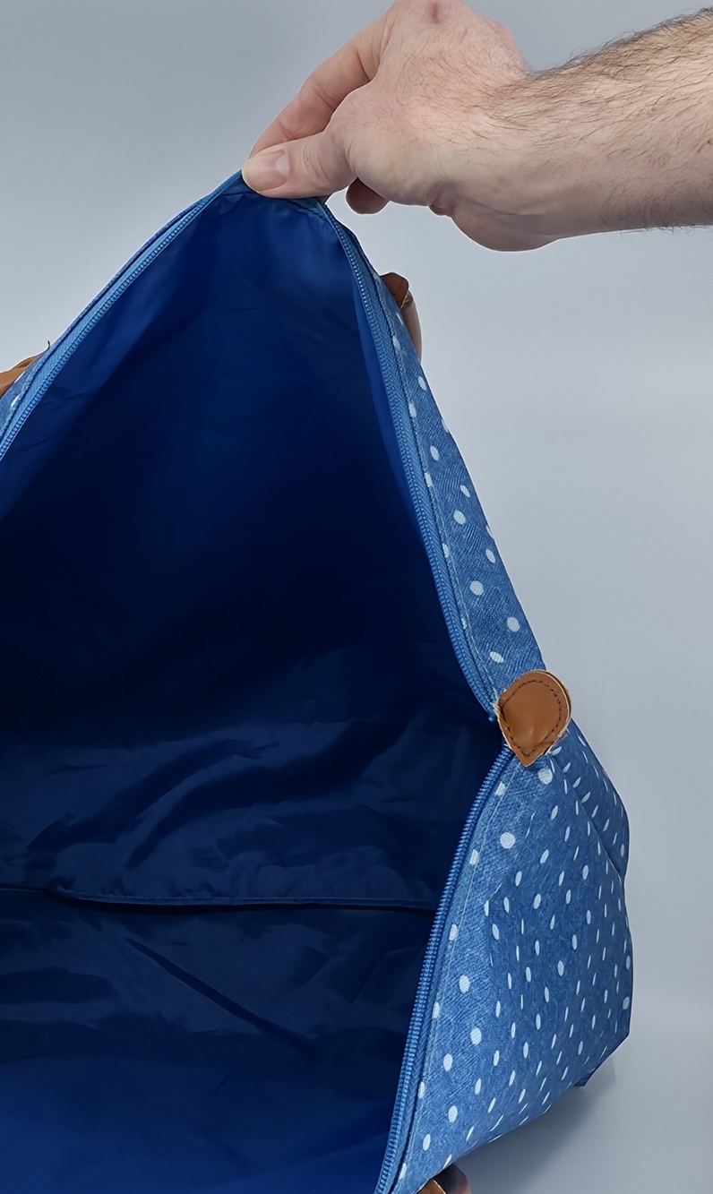 3-Piece Matching Blue Polka Dot Tote & Wallet Set - Picture 12 of 15